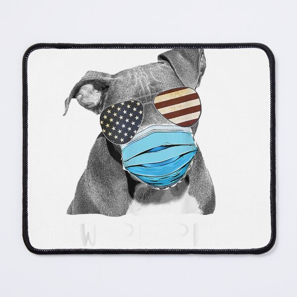 Item preview, Pitbull Dog Wearing a Face Mask USA Flag T-Shirt designed and sold by BreeseLindberg.