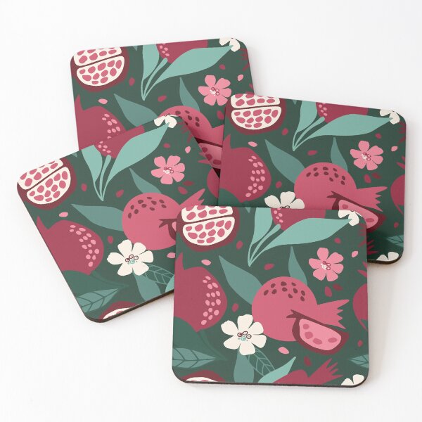 Item preview, Juicy and bright pomegranates on green  designed and sold by CatheriLove.