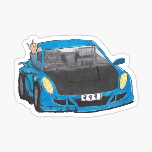 blue coloful car Sticker