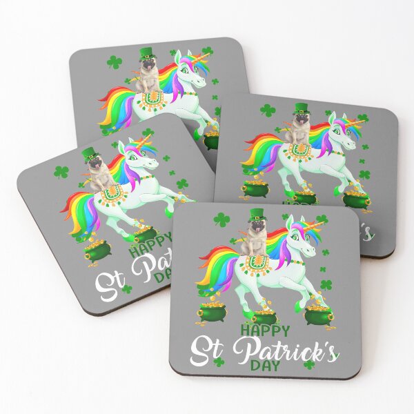 Item preview, Happy St. Patrick Day Funny Leprechaun Pug Riding Unicorn designed and sold by SeanDoke.