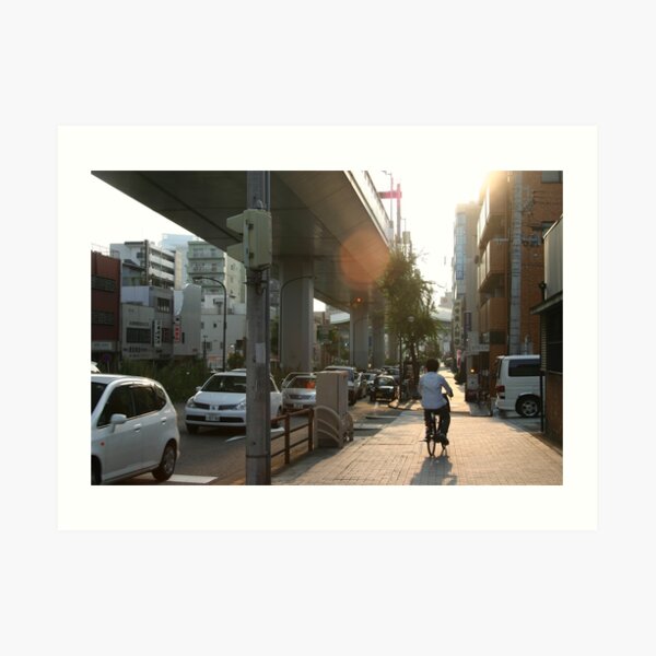 Bicyclist in Nagoya, Japan Art Print