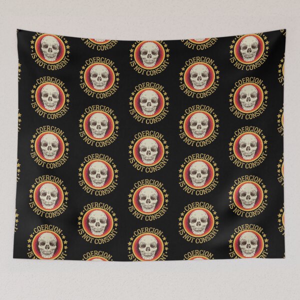 Item preview, Coercion is not consent,  retro rainbow distressed circle, skull and stars print designed and sold by Auntieck.