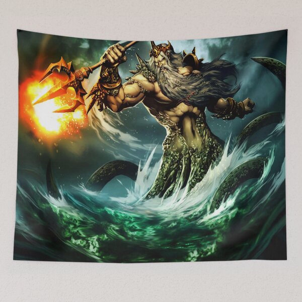 Item preview, Poseidon God-Of-The-Sea-Angry-Drawing designed and sold by latashabrown.