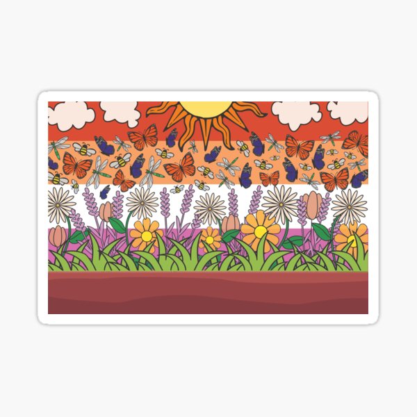 Aperçu de l'œuvre Drapeau lesbien de Cottagecore créée et vendue par broadwaycantdie.