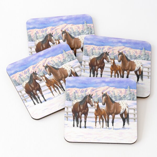 Item preview, Bay Appaloosa Quarter Horses In Winter Snow designed and sold by csforest.