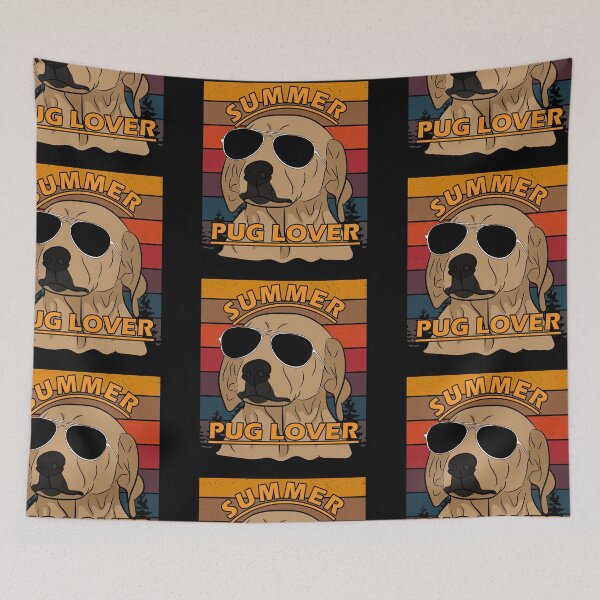 Item preview, Funny distressed retro sunset summer pug lover dog face design designed and sold by SamRVstore.