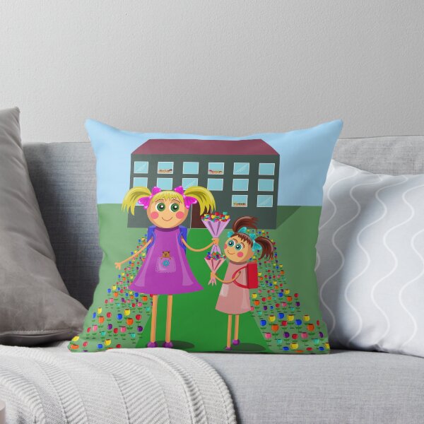 Item preview, little girls going to school with bouquets of flowers designed and sold by Ann-Julia.