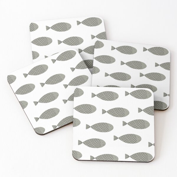 Item preview, Vector hand-drawn simple grey fish seamless pattern. Sea repeat texture on white background. Minimalistic fish print design designed and sold by BychkovaEvgenia.