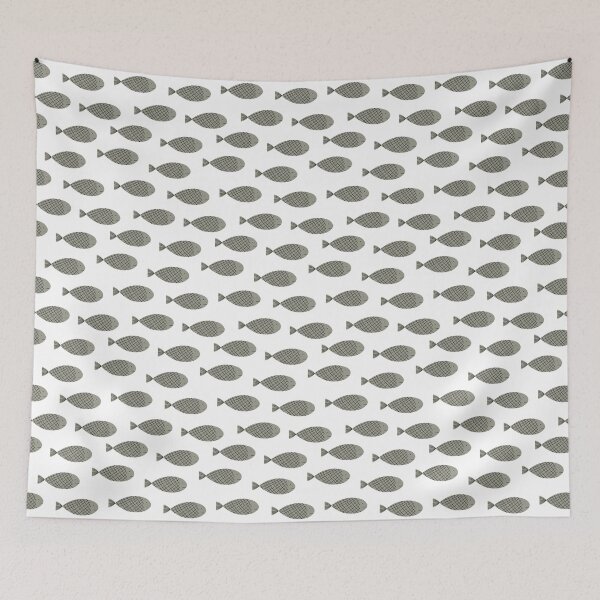 Item preview, Vector hand-drawn simple grey fish seamless pattern. Sea repeat texture on white background. Minimalistic fish print design designed and sold by BychkovaEvgenia.