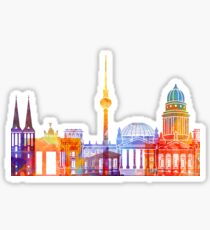 Berlin landmarks watercolor poster Sticker