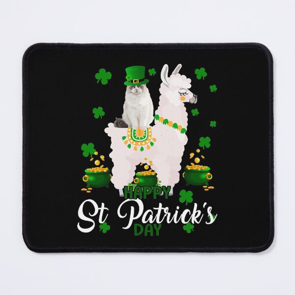 Item preview, Happy St. Patrick Day Funny Leprechaun Cat Riding Llama designed and sold by MichaelZaloga.