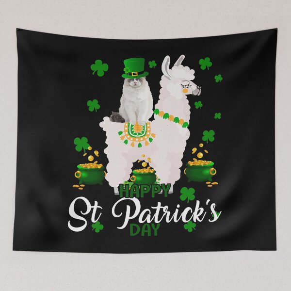 Item preview, Happy St. Patrick Day Funny Leprechaun Cat Riding Llama designed and sold by MichaelZaloga.