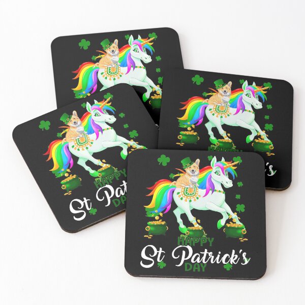Item preview, Happy St. Patrick Day Funny Leprechaun Corgi Riding Unicorn designed and sold by MichaelZaloga.