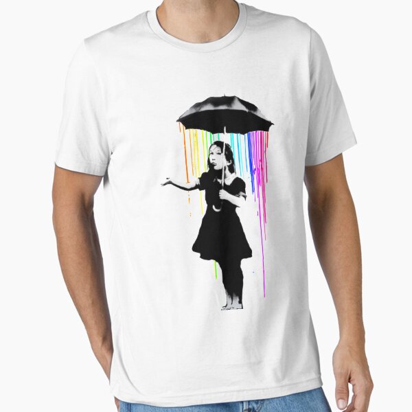 Item preview, Banksy Rainbow Rain Umbrella Girl designed and sold by VolunteerCoalit.
