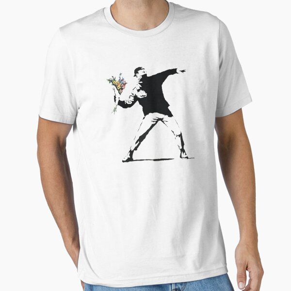 Vista previa del artículo con la obra «Banksy Flower Thrower», diseñado y vendido por VolunteerCoalit.