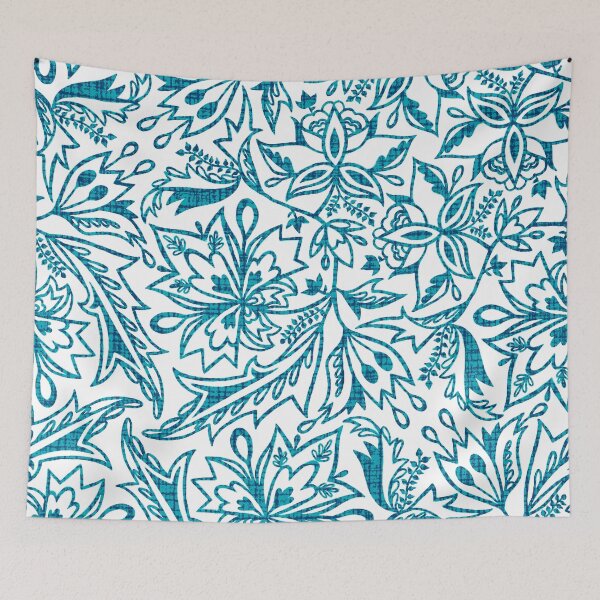 Aperçu de l'œuvre Canevas Texturé Teal Dentelle Chintz créée et vendue par TigaTiga.