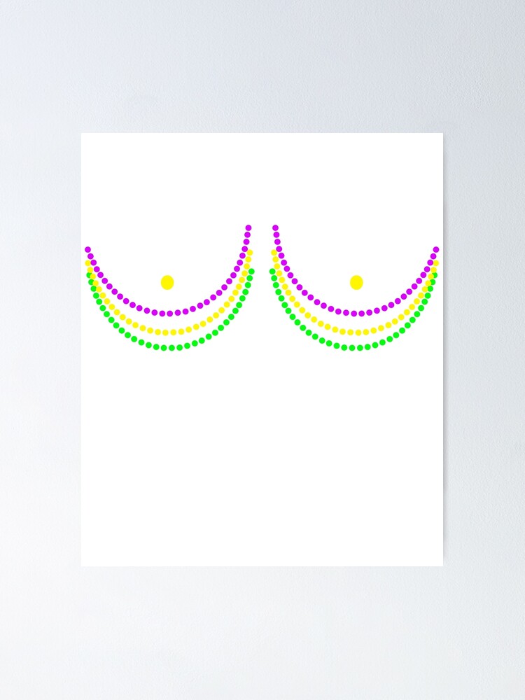 Womens Boobshirt Mardi Gras Shirt | Funny Beads Boobs Outline Gift T-Shirt