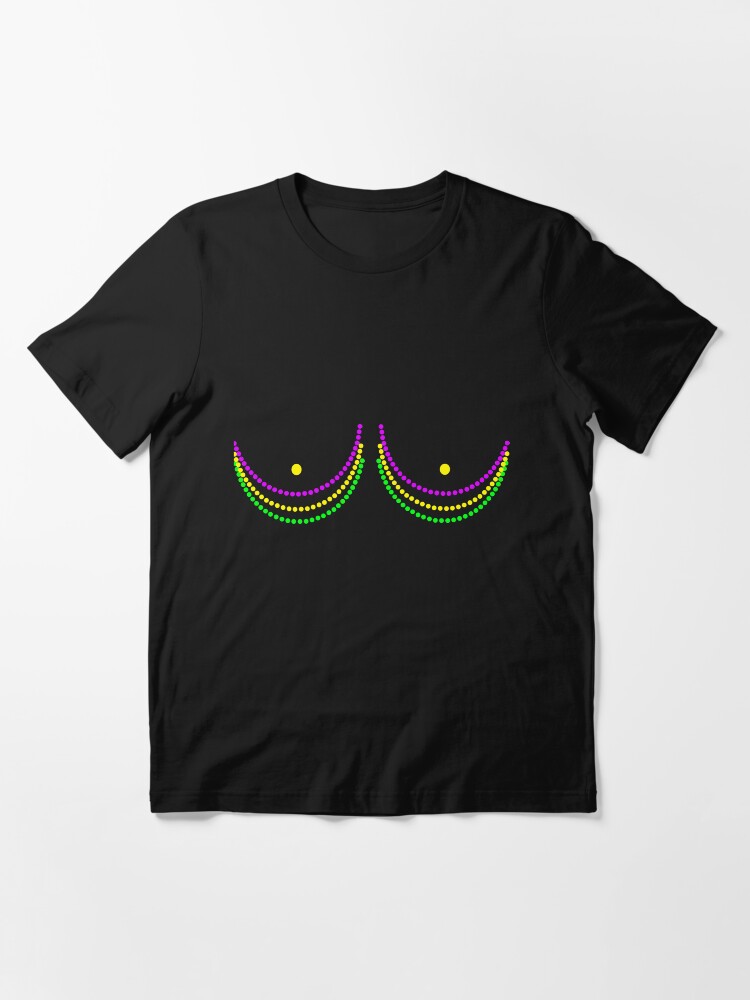 Womens Boobshirt Mardi Gras Shirt | Funny Beads Boobs Outline Gift T-Shirt