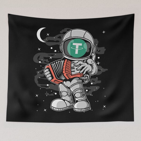 Item preview, Astronaut Accordion Tether USDT Coin To The Moon Crypto Token Cryptocurrency Blockchain Wallet HODL designed and sold by AdamRoberts90.