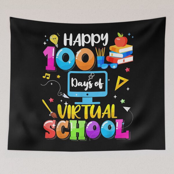 Item preview, Happy 100 Days of Virual School Teacher Students Boys Girls designed and sold by KevinGardner1.