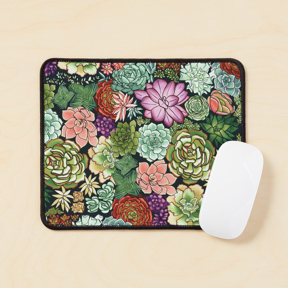 Vintage Succulent Plant Pattern Mouse Pad