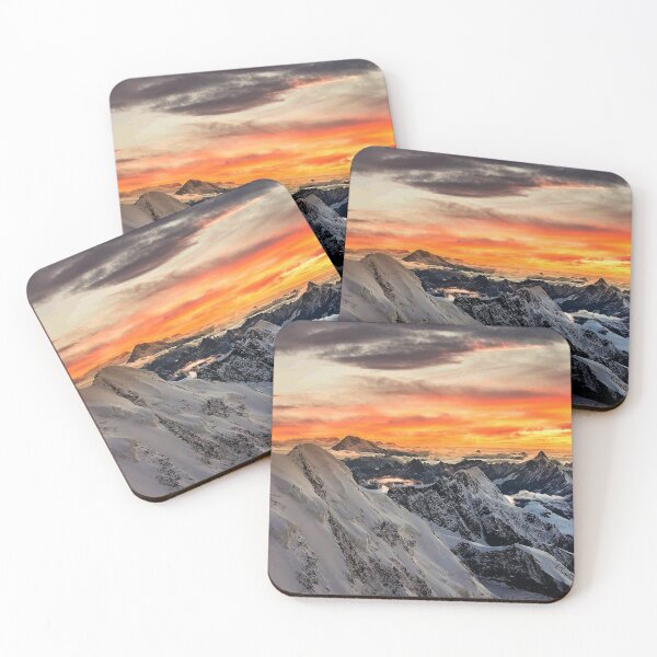 Item preview, Winter sunset high altitude mountains snow designed and sold by Myartspace.