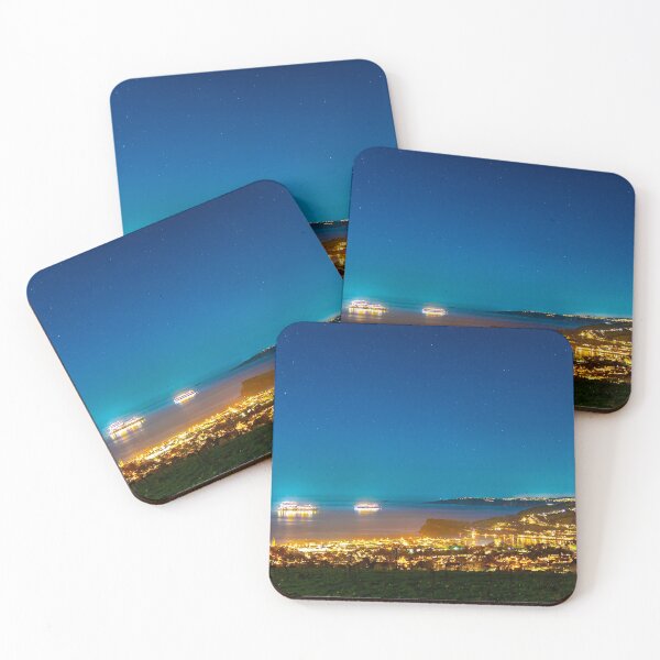 Item preview, Cruise ships moored in Teignmouth bay at night - wide designed and sold by Rorymacve.