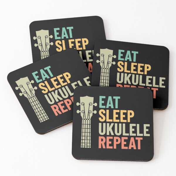 Item preview, Eat Sleep Ukulele Repeat Ukulele Headstock Retro Theme designed and sold by nightsworthy.