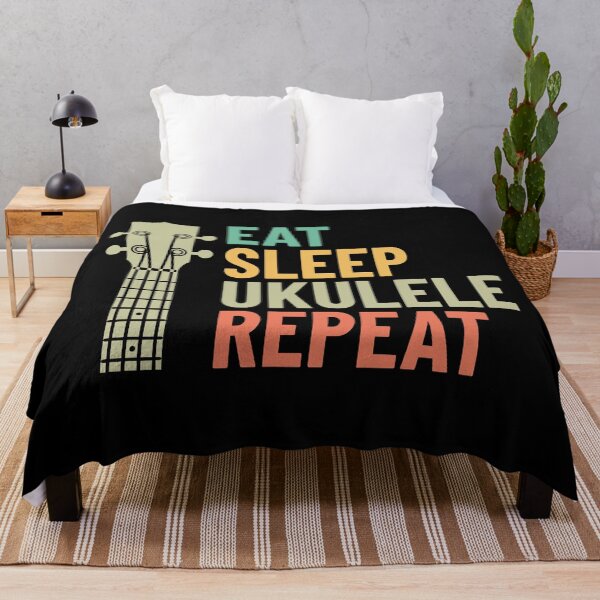 Item preview, Eat Sleep Ukulele Repeat Ukulele Headstock Retro Theme designed and sold by nightsworthy.