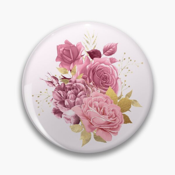 Item preview, Pink Rose Flowers Purple Gold Leaves Bouquet  designed and sold by Simplyy  Unique.