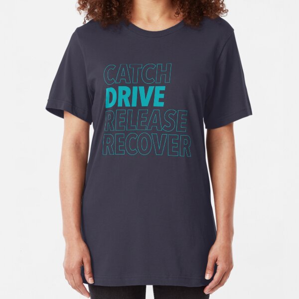 Catch, Drive, Release, Recover (Aqua) Slim Fit T-Shirt