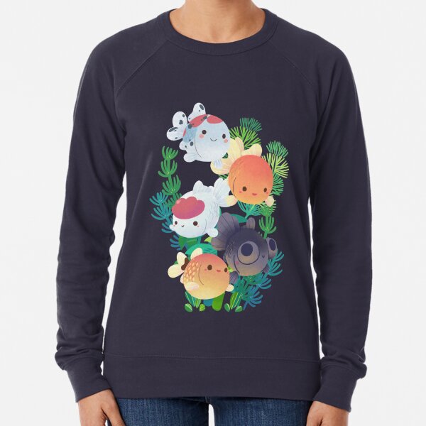 Goldfish and Floral Flow Print Oversized Hoodie