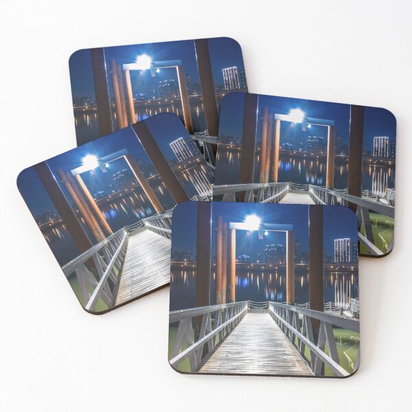Item preview, Riverside harbor pier at night in Taipei designed and sold by WorldScenery.
