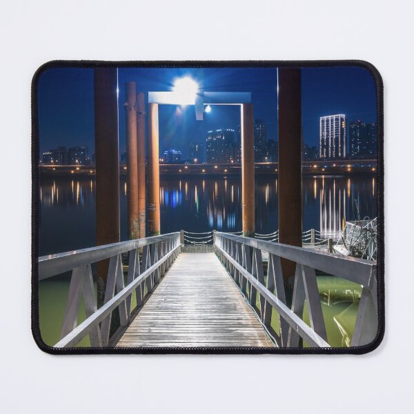 Item preview, Riverside harbor pier at night in Taipei designed and sold by WorldScenery.