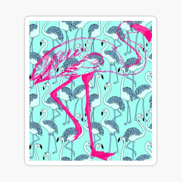 Colorful Cute Pink Flamingo Bird Art Sticker for Sale by Blok45