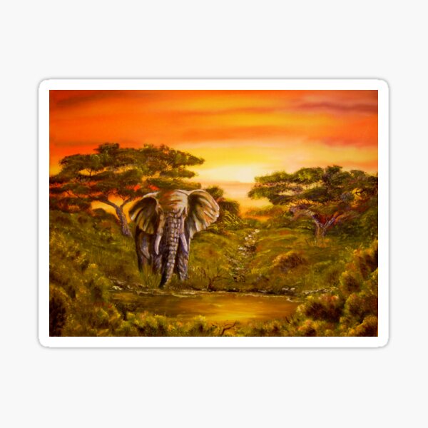 Elephant at Water Hole Sticker