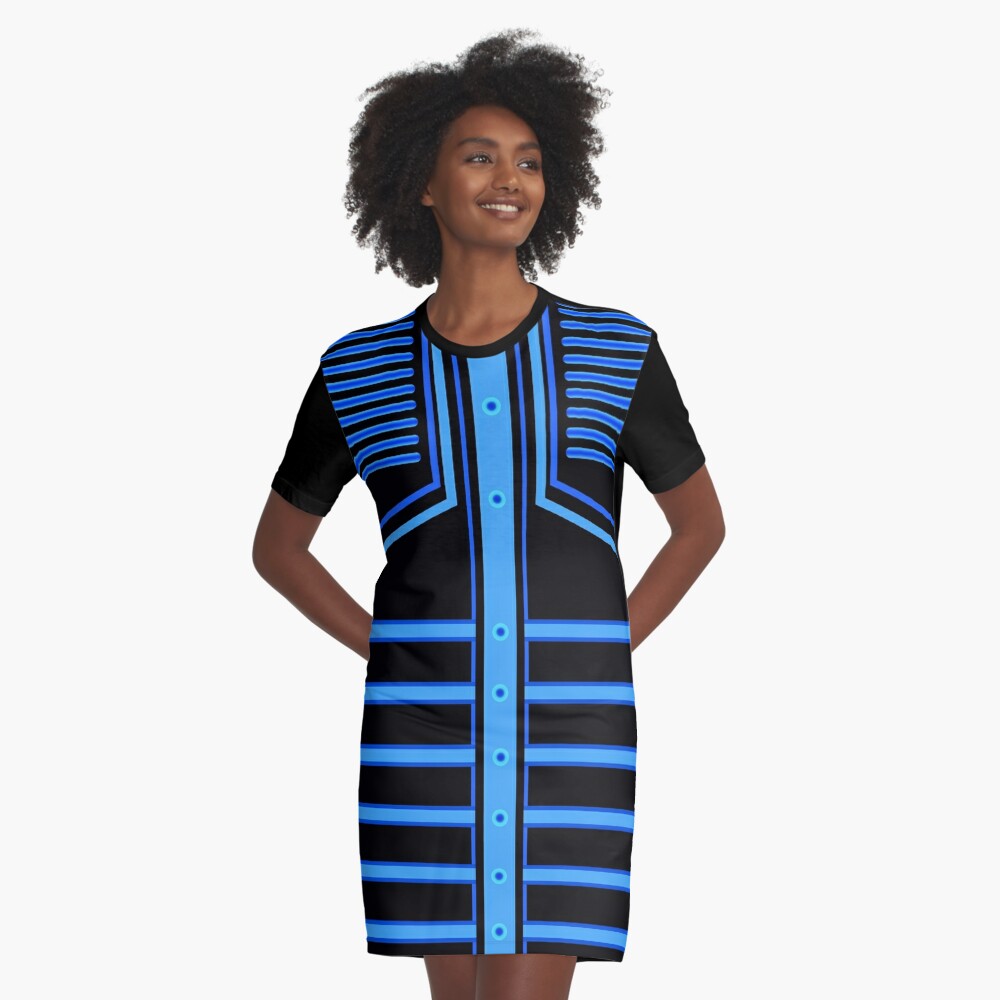 Stripe Art - Blue Graphic T-Shirt Dress