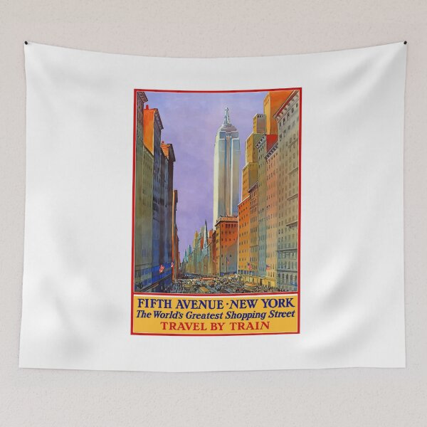 Item preview, Fifth Avenue New York USA Vintage Retro Travel Empire State Building Manhattan NYC Landscape designed and sold by Vintage Mag.