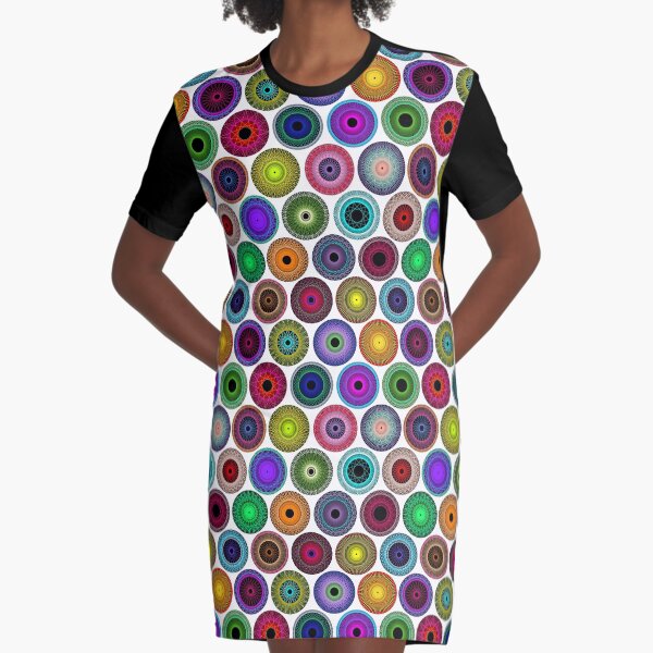 Polka Dot with Math Stars 2 Graphic T-Shirt Dress