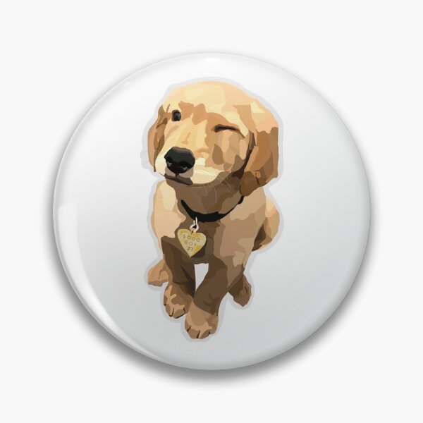 Item preview, golden retriever pup winking designed and sold by therosiegarden.
