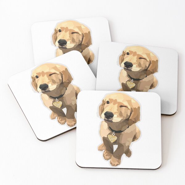 Item preview, golden retriever pup winking designed and sold by therosiegarden.