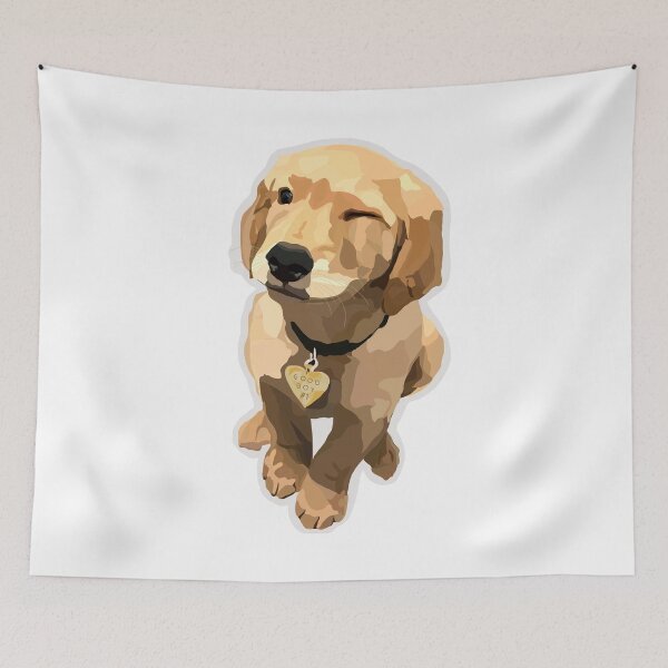 Item preview, golden retriever pup winking designed and sold by therosiegarden.