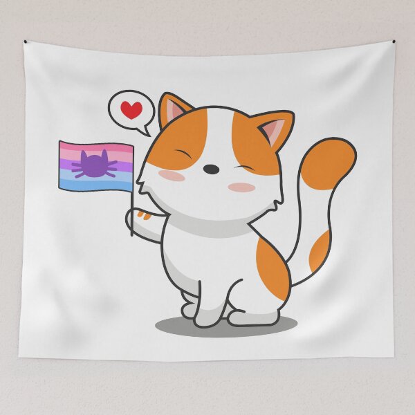Item preview, Cute Cat Holding Catgender Flag designed and sold by Luan Huynh.
