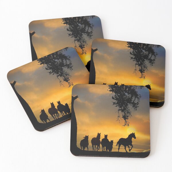 Item preview, Herd of Horses with Clouds Sun and Pond of Water designed and sold by Stephanie Laird.