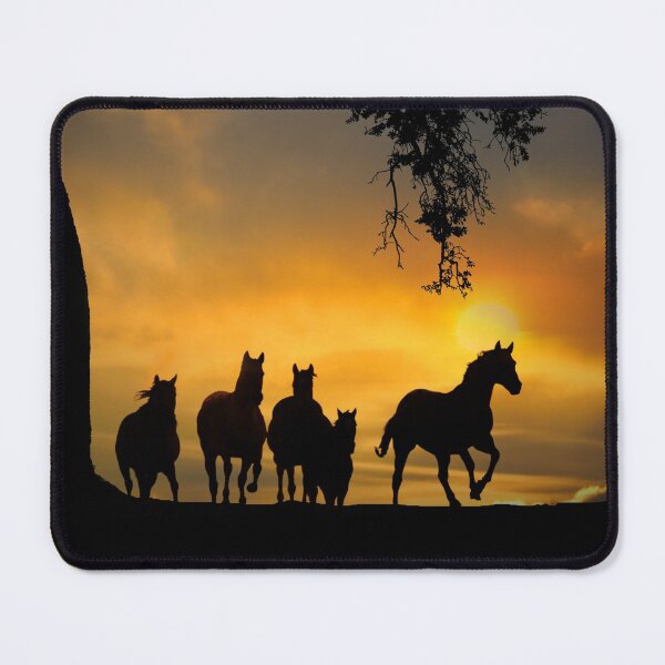 Item preview, Herd of Horses with Clouds Sun and Pond of Water designed and sold by Stephanie Laird.