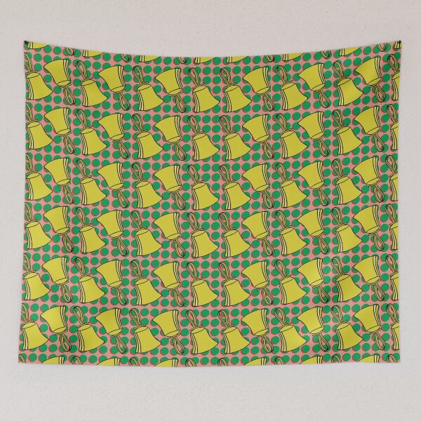 Item preview, Green Dots Red Background Handbell Pattern designed and sold by SubtleSplit.