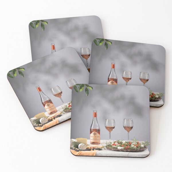 Item preview, Rosé wine and cheese party table with shadow background designed and sold by wineandwords.