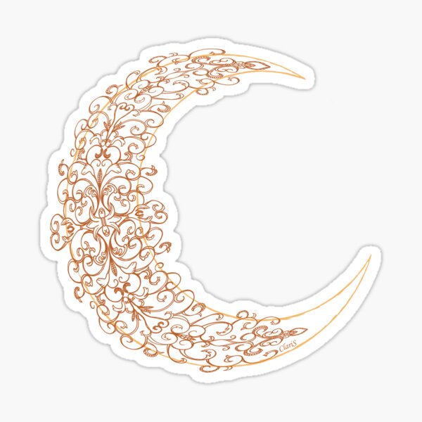 "Crescent Golden Moon" Sticker by m3doro Redbubble