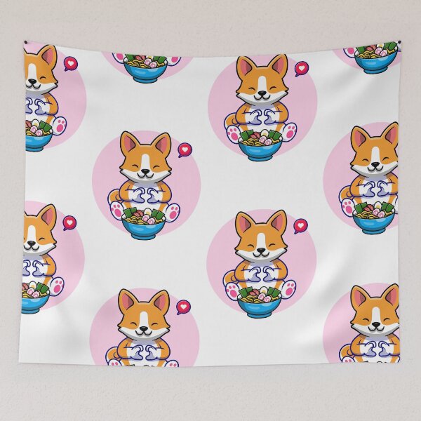 Item preview, Cute Corgi Eating Ramen designed and sold by SparrowLag.