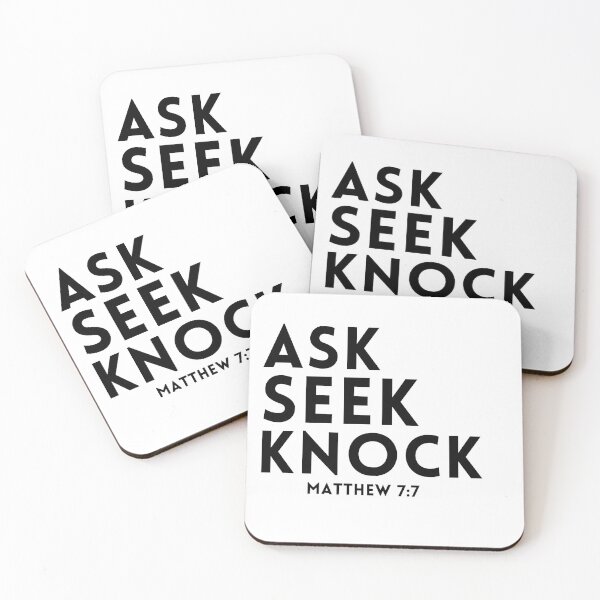 Item preview, Ask Seek Knock Matthew 7:7 black designed and sold by KingsManKind.